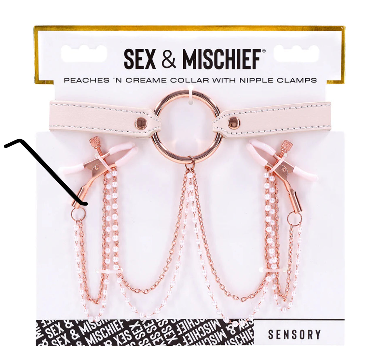S&M Peaches Ôn CreaMe Collar with Nipple Clamps