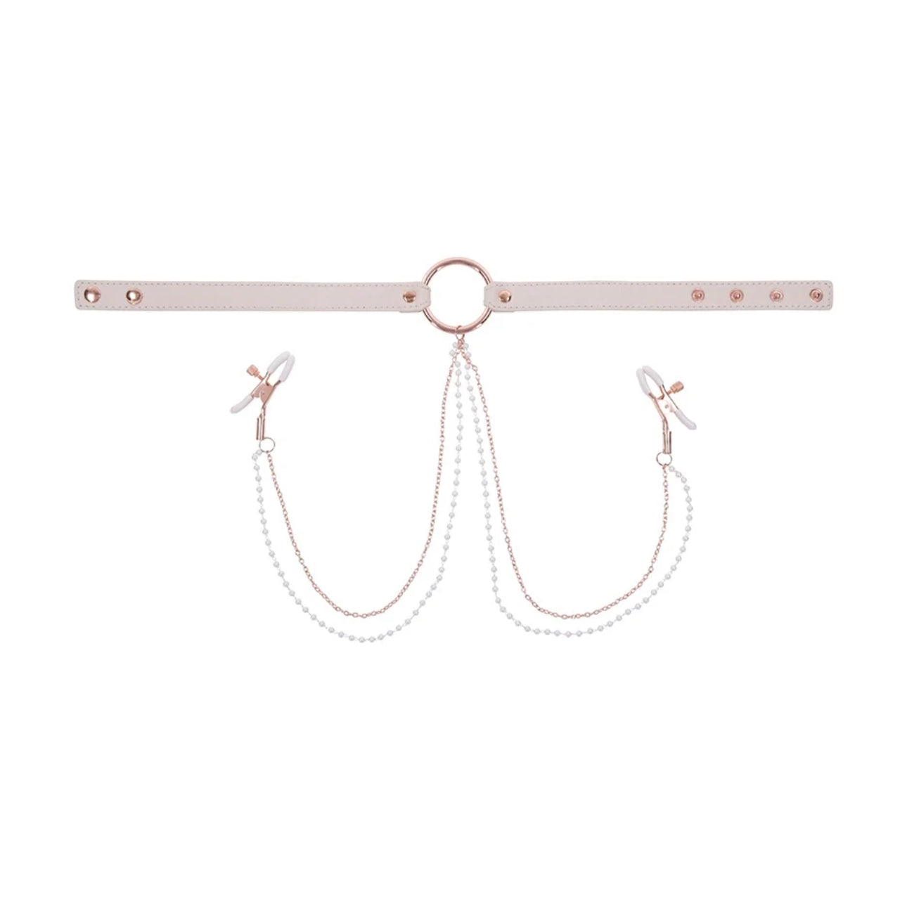 S&M Peaches Ôn CreaMe Collar with Nipple Clamps